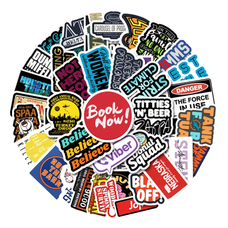 50PCS English Alphabet Cartoon Sticker Graffiti Suitcase Computer Car Helmet Water Cup Graffiti Decoration Toy
