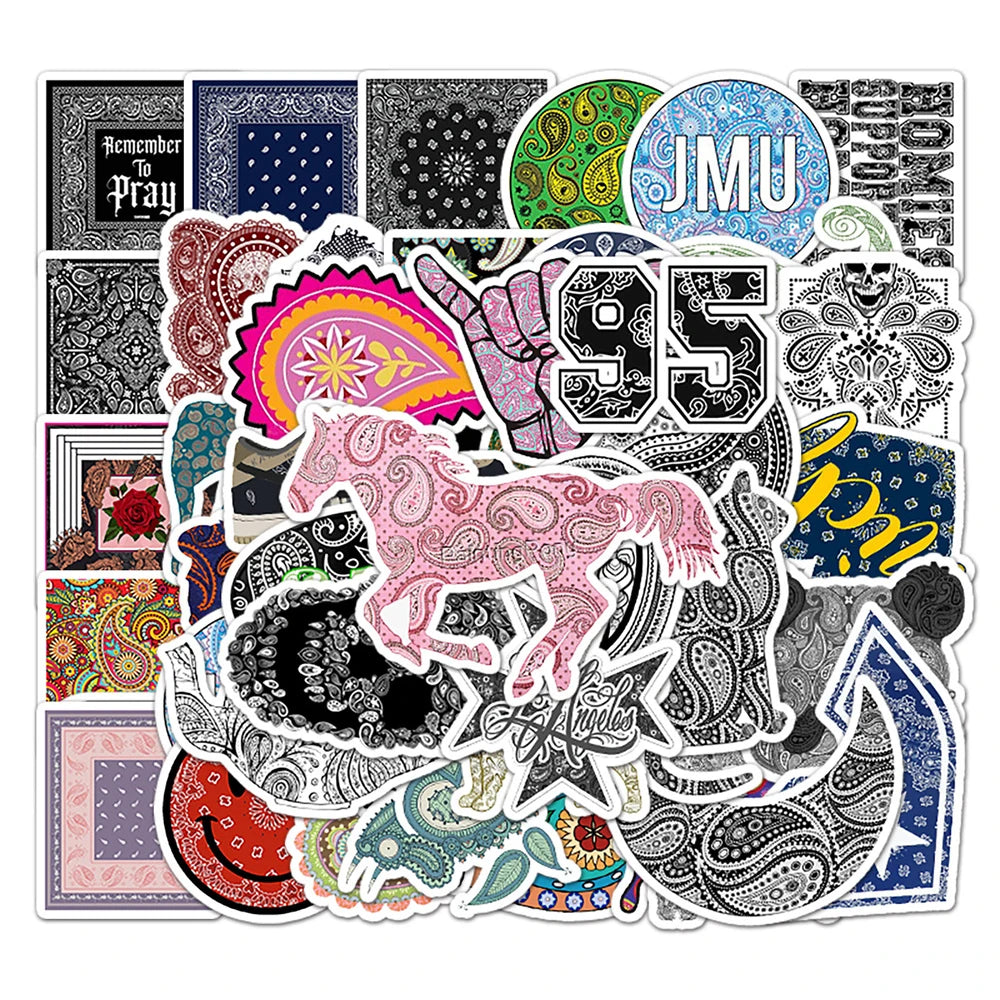 50PCS Personality Fashion Cashew Flower Pattern DIY Decorative Stickers Luggage Notepad Stationery Box Stickers