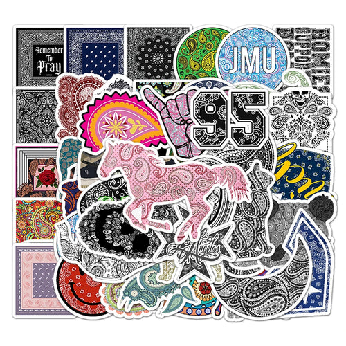 50PCS Personality Fashion Cashew Flower Pattern DIY Decorative Stickers Luggage Notepad Stationery Box Stickers