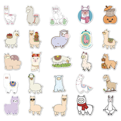 50PCS Cartoon Alpaca Personality Fun Skateboard Trolley Case Bike Scooter Water Cup Waterproof Sticker