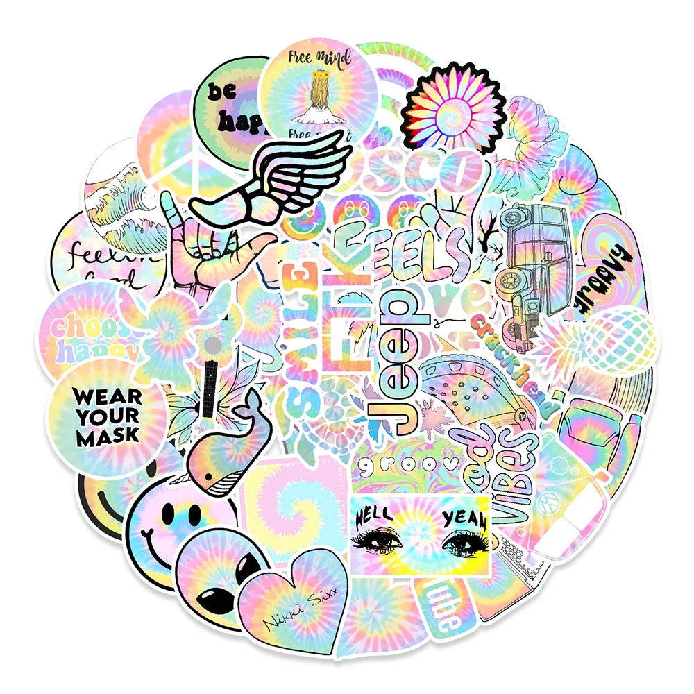 50PCS New Gradient Graffiti Stickers Car Luggage Refrigerator Skateboard Decoration Stickers
