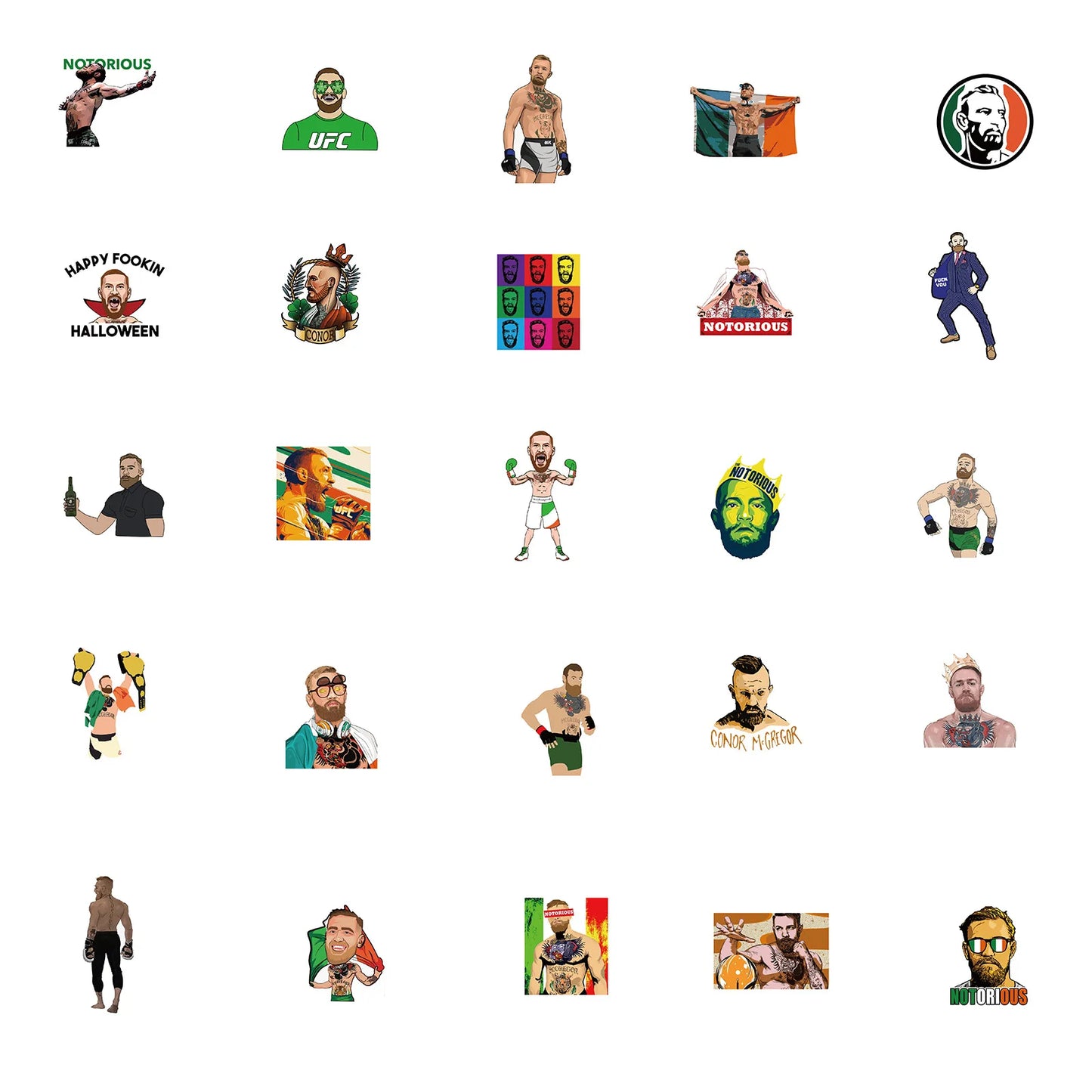 50PCS Fighter Conor McGregor Graffiti Stickers Personalized Fashion Creative Trend DIY Exquisite Decorative Decals for Cups Helmets Skateboards Popular Stickers Toys