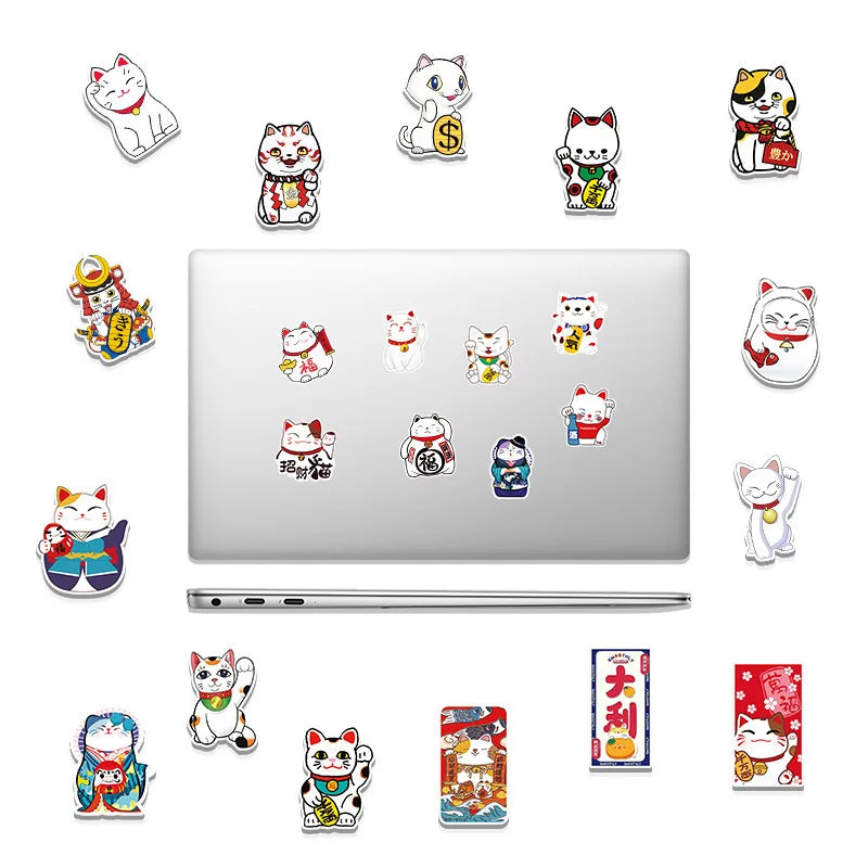 50 pieces of cartoon cute cat-attracting decorative style graffiti stickers, personalized, fashionable and creative DIY exquisite decorative decal cups, helmets, skateboard popular sticker toys