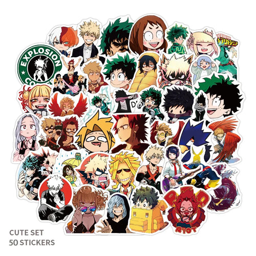 50PCS cartoon and anime My Hero Academia graffiti stickers, personalized DIY luggage, laptop, scooter, water cup, waterproof decorative sticker toys