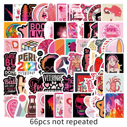 50PCS Red Small Fresh Graffiti Laptop Guitar Motorcycle Luggage Skateboard Bike Waterproof Stickers