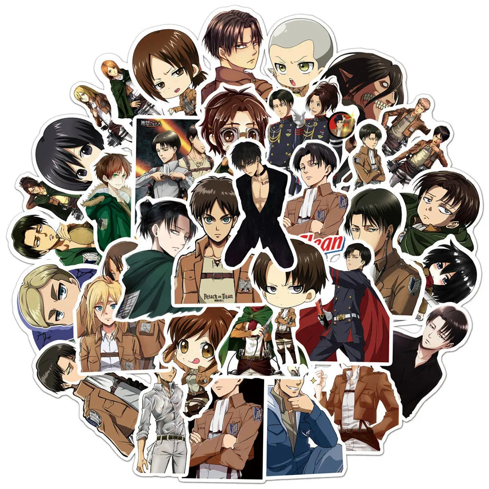 50pcs Japanese Animation Attack Giant Graffiti Waterproof Sticker Notebook Refrigerator Water Cup