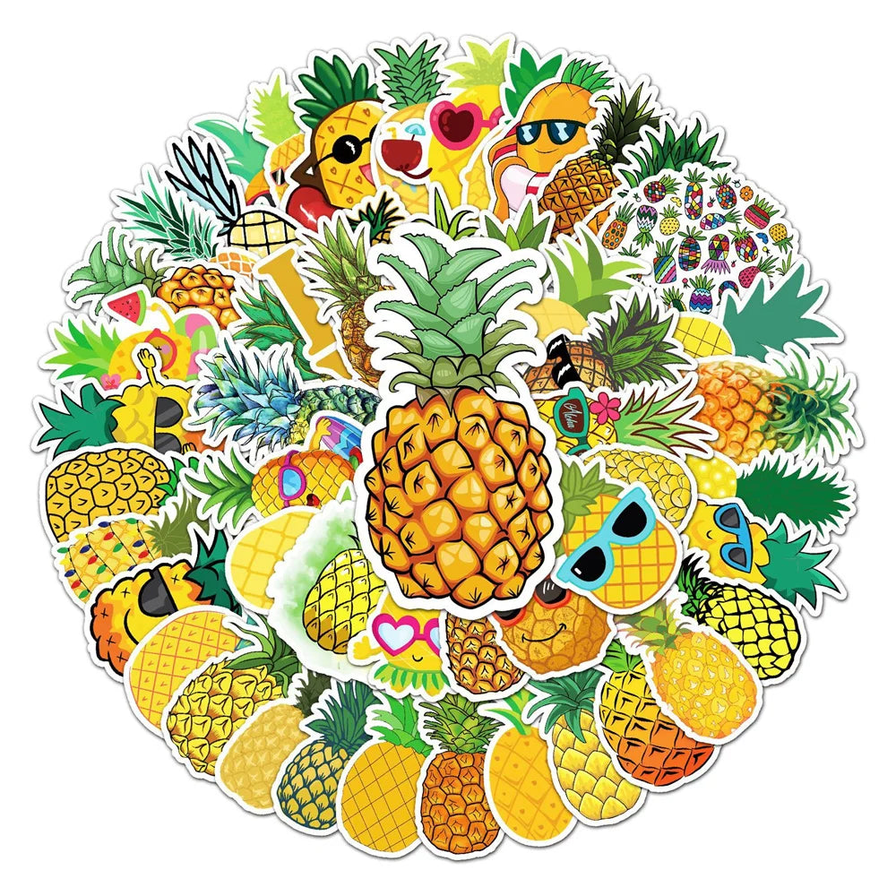 50PCS Cartoon Fruit Pineapple Personality Creative Graffiti Scooter Laptop Luggage Gift Waterproof Anime Sticker