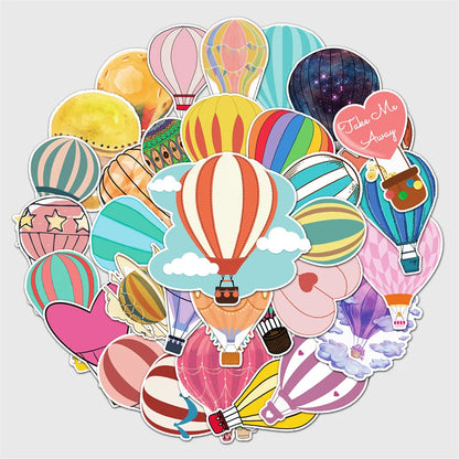 50PCS Hot Air Balloon Graffiti Stickers Personality Cartoon Fresh Children's Scooter Luggage Stationery Stickers