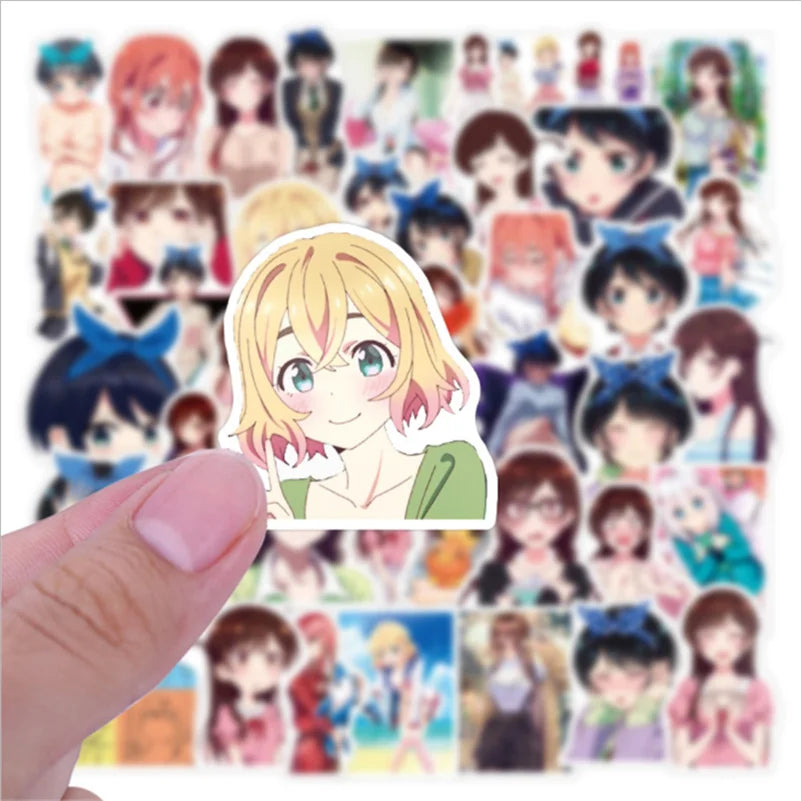 50PCS Japanese Anime Rental Girlfriend Graffiti Stickers Notebook Refrigerator Guitar Waterproof Decoration Toys