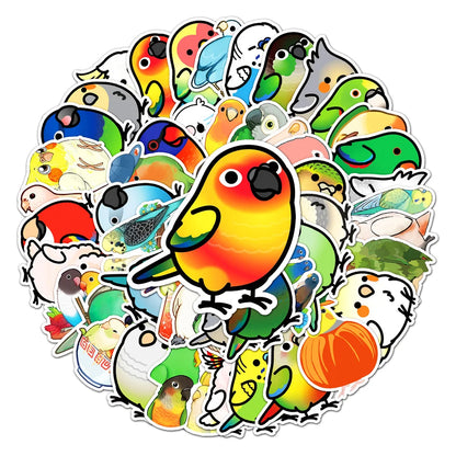 50PCS Cute Parrot Cartoon Personality Creative Decoration Graffiti Waterproof Sticker Notebook Skateboard Helmet