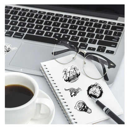 50PCS Creative Black and White Gothic Graffiti Mobile Phone Scrapbook Laptop Luggage Skateboard Guitar Sticker