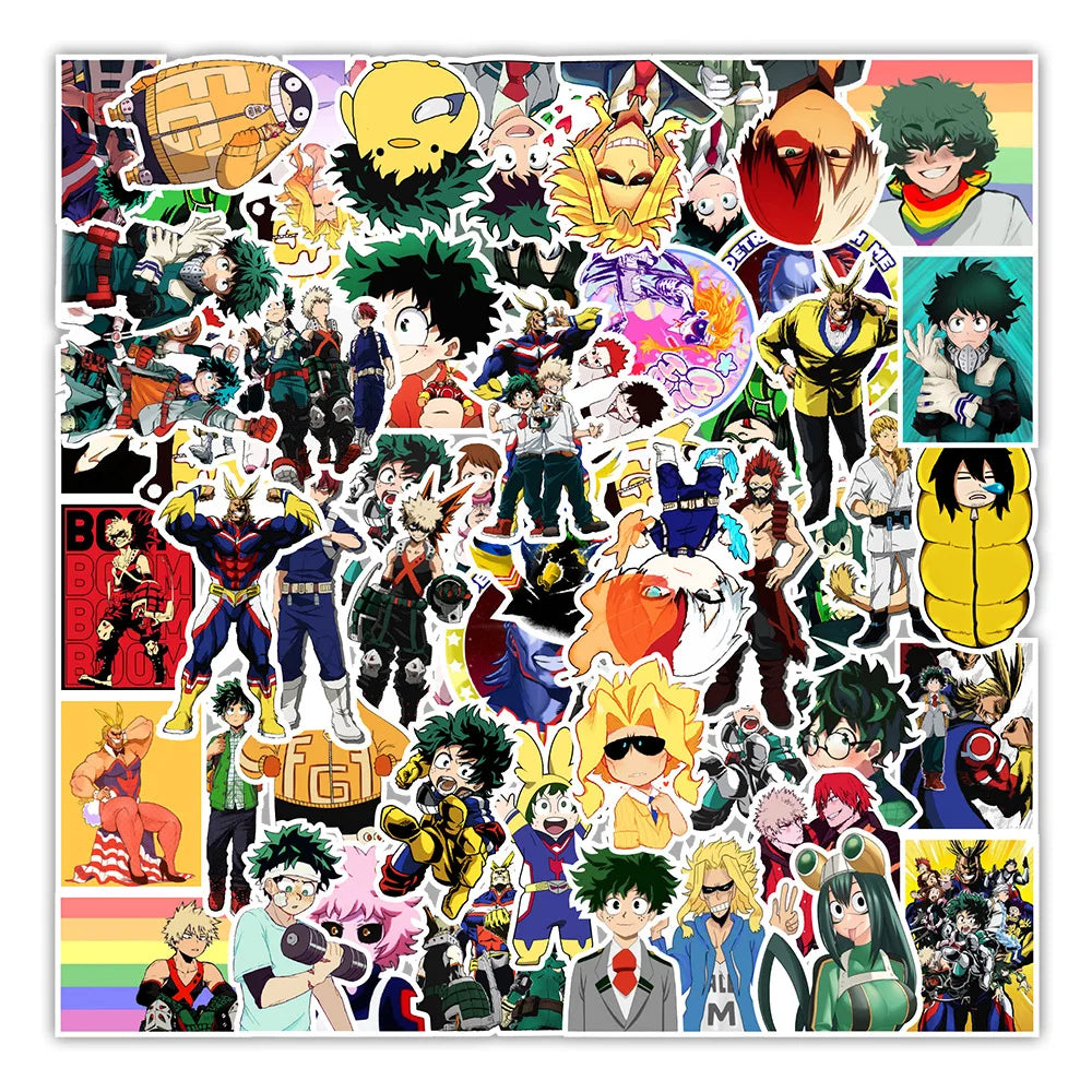 50PCS Anime My Hero Academia Sticker Computer Phone Water Cup Sticker Waterproof Sticker