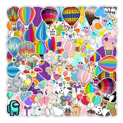 50PCS Cartoon Balloon Sticker Computer Notebook Mobile Phone Water Cup Sticker Waterproof Sticker