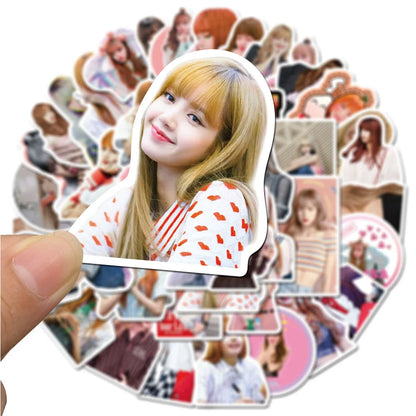 50pcs black Pink Combination Graffiti Girl Cartoon Sticker Suitcase Graffiti Decoration Waterproof Sticker
