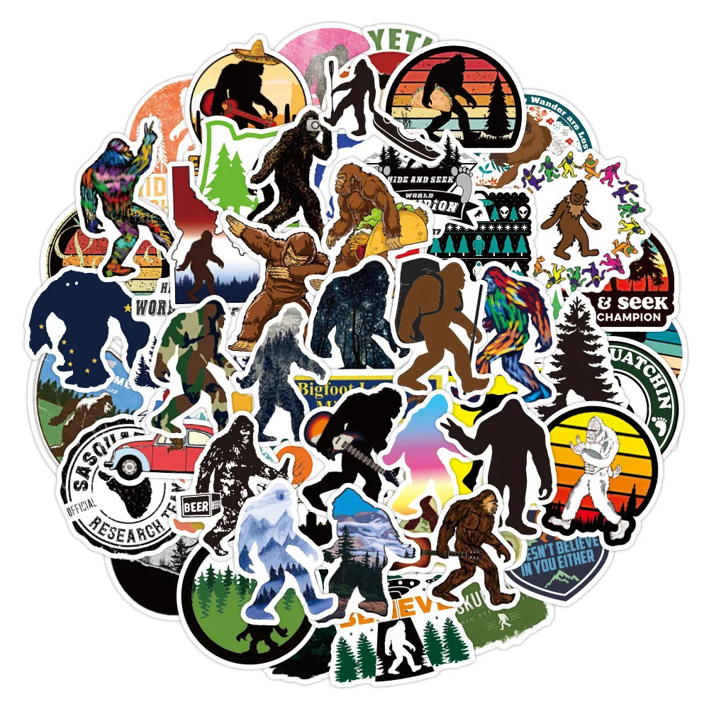 50pcs New Bigfoot Savage Graffiti Sticker Waterproof Luggage Compartment Notebook Scooter Water Cup Sticker Custom