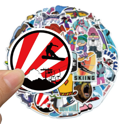 50PCS Cartoon Outdoor Ski Sports Skateboard Graffiti Stickers Notebook Guitar Cup Graffiti Decoration Toys