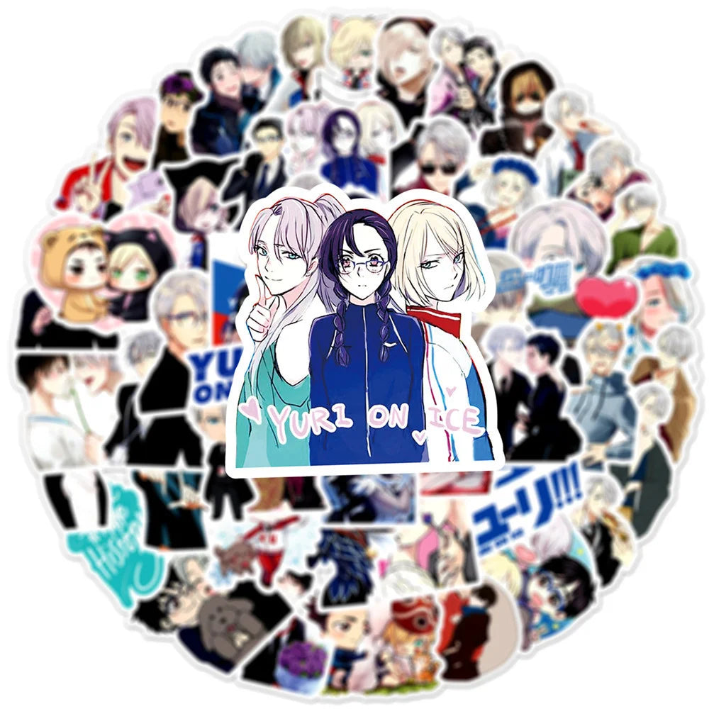 50PCS Anime Yuri on Ice Graffiti Sticker Laptop Skateboard Guitar Refrigerator Waterproof Decorative Sticker