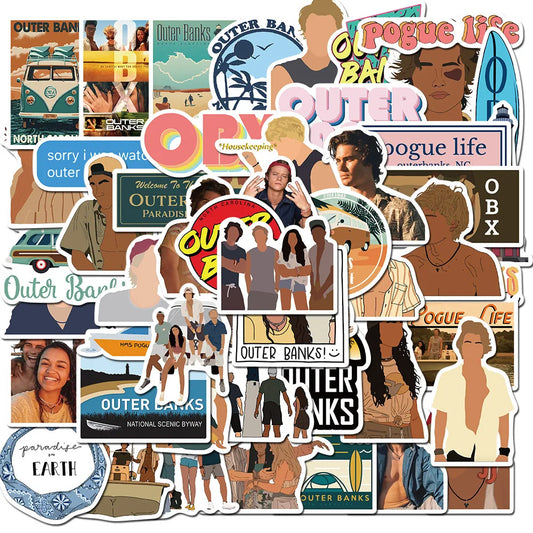 50PCS  American TV Series Bund Quest Outer Banks Graffiti Luggage Computer Helmet Waterproof Stickers