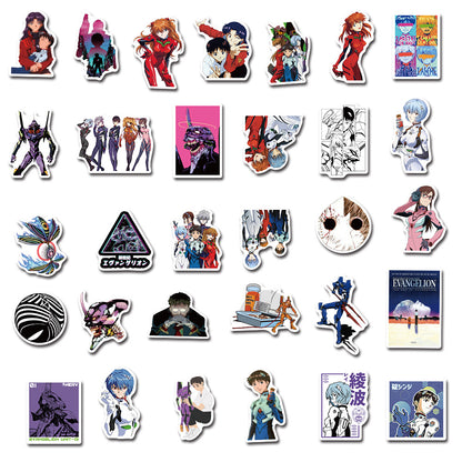 50PCS Evangelion (EVA) Inspired Stickers, Mecha & Angel Cartoon Doodles for Anime Fans and Tech Decals