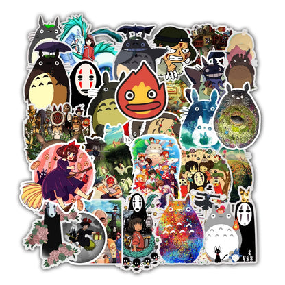 50PCS cartoon Totoro Spirited Away girl doodle stickers, personalized DIY skateboard luggage, guitar, phone case, laptop doodle waterproof decorative stickers toys