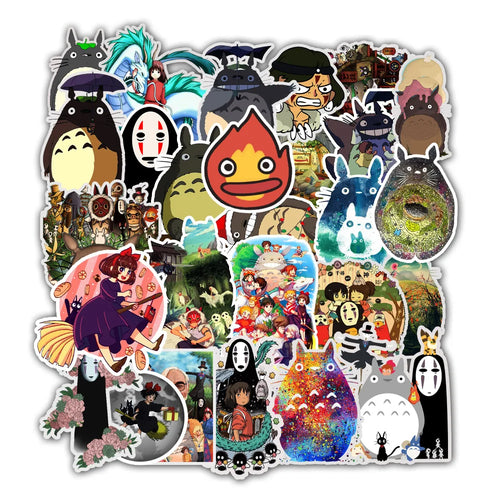 50PCS cartoon Totoro Spirited Away girl doodle stickers, personalized DIY skateboard luggage, guitar, phone case, laptop doodle waterproof decorative stickers toys