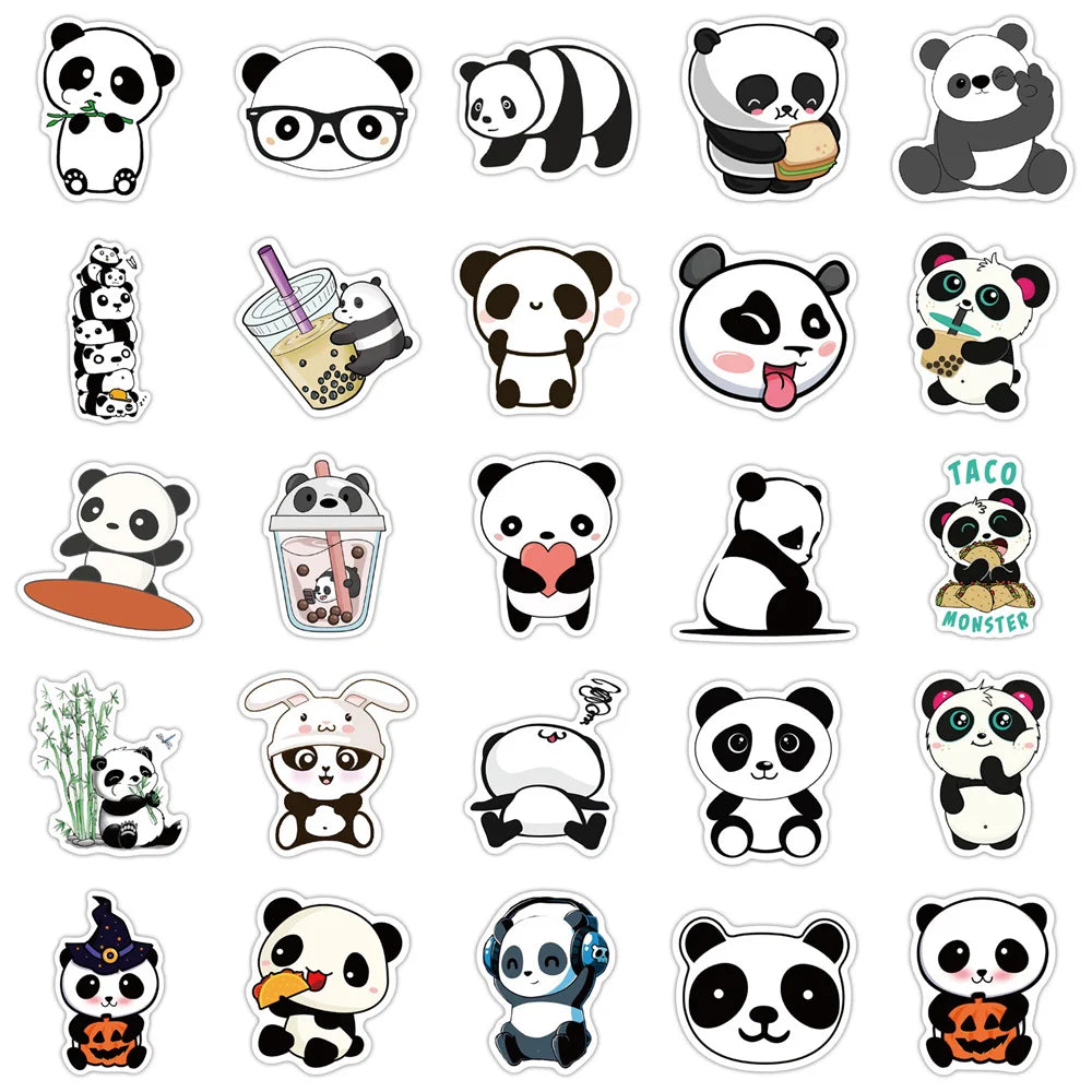 50PCS cartoon panda graffiti decoration suitcase guitar waterproof sticker