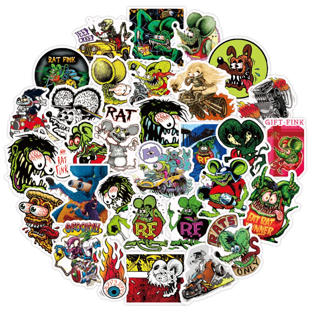 50PCS Horror Fink Mouse Cartoon Anime Graffiti Sticker Notebook Guitar Skateboard Mobile Gift Toy Sticker