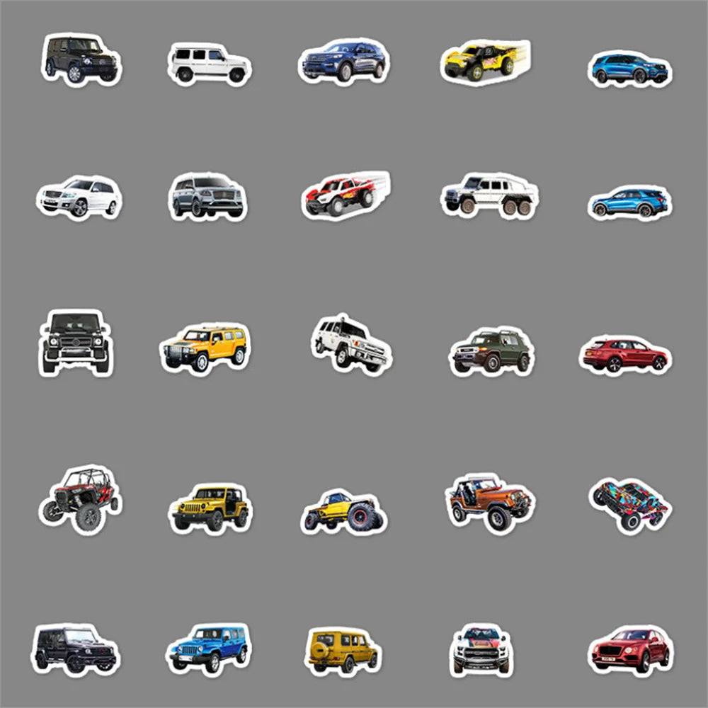 50PCS cartoon and cool car decoration style graffiti stickers, personalized and fashionable creative trend DIY exquisite decorative decal cups, helmets, skateboard popular sticker toys