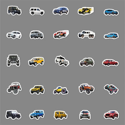 50PCS cartoon and cool car decoration style graffiti stickers, personalized and fashionable creative trend DIY exquisite decorative decal cups, helmets, skateboard popular sticker toys