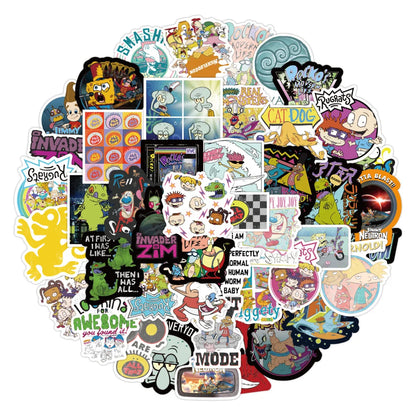 50PCS New 90s Cartoon Animated Graffiti Stickers Waterproof Luggage Laptop Scooter Water Cup Stickers