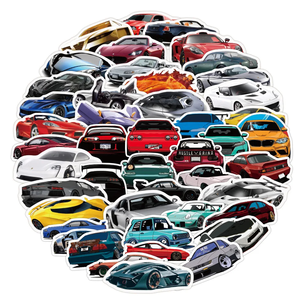 50PCS Cartoon Modification Performance Automobile Low Lying Steel Gun Graffiti Sticker Trolley BoxGraffitiSticker