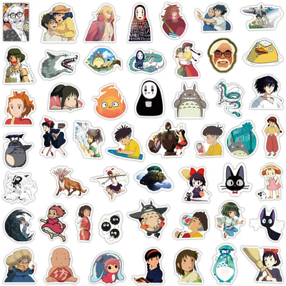 50PCS Hayao Miyazaki Anime Graffiti Waterproof Helmet Laptop Luggage Bike Skateboard Cartoon Cute PVC Sticker