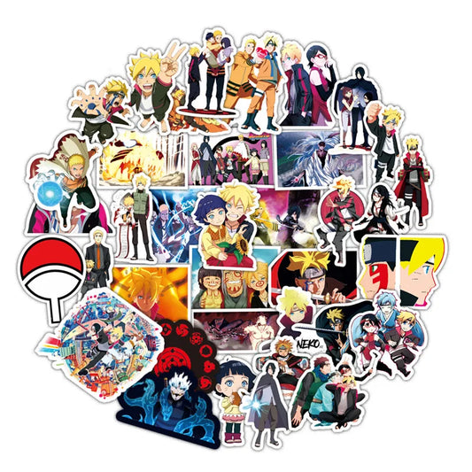 50PCS cartoon Japanese anime Uzumaki Naruto decorative style graffiti stickers, personalized, fashionable and creative trend DIY exquisite decorative decal cups, helmets, skateboard popular sticker toys