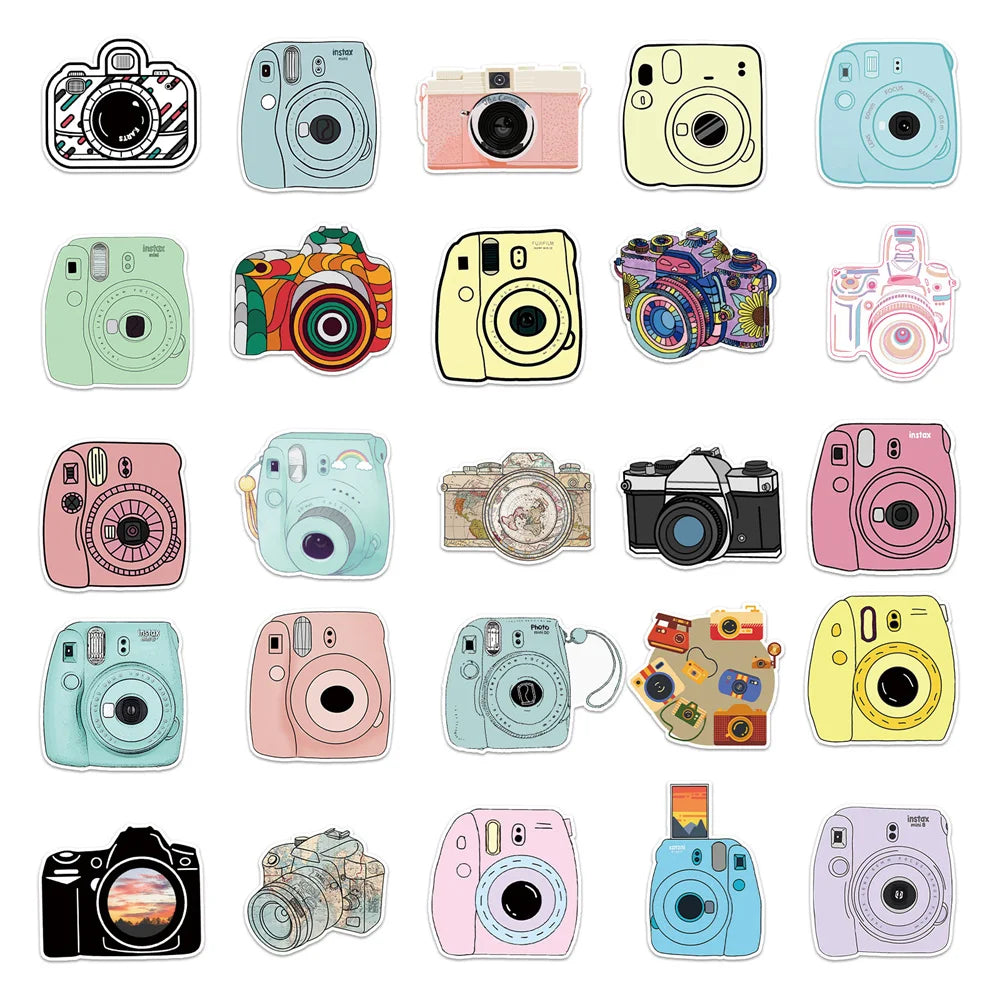 50PCS Camera Trend Creative Graffiti Sticker Luggage Scooter Tablet Computer Car Cartoon Decoration Sticker