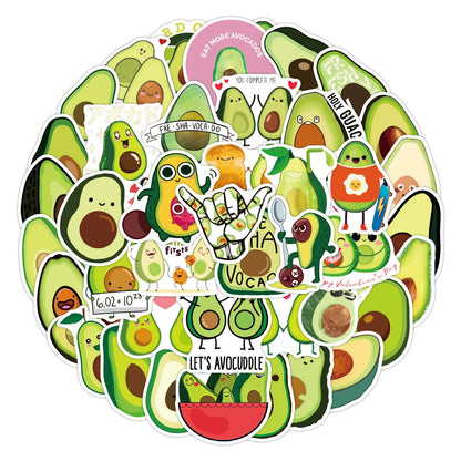 50PCS Fruit Cartoon Avocado Graffiti Laptop Guitar Motorcycle Luggage Skateboard Bike Waterproof Sticker