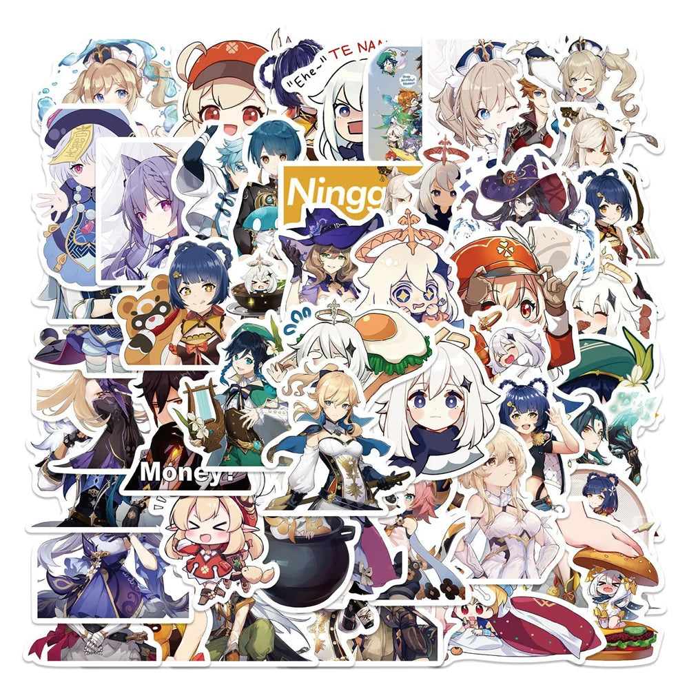 50 pieces of anime source game graffiti stickers, personalized cartoon waterproof notebook computer skateboard mobile phone decorative sticker toys