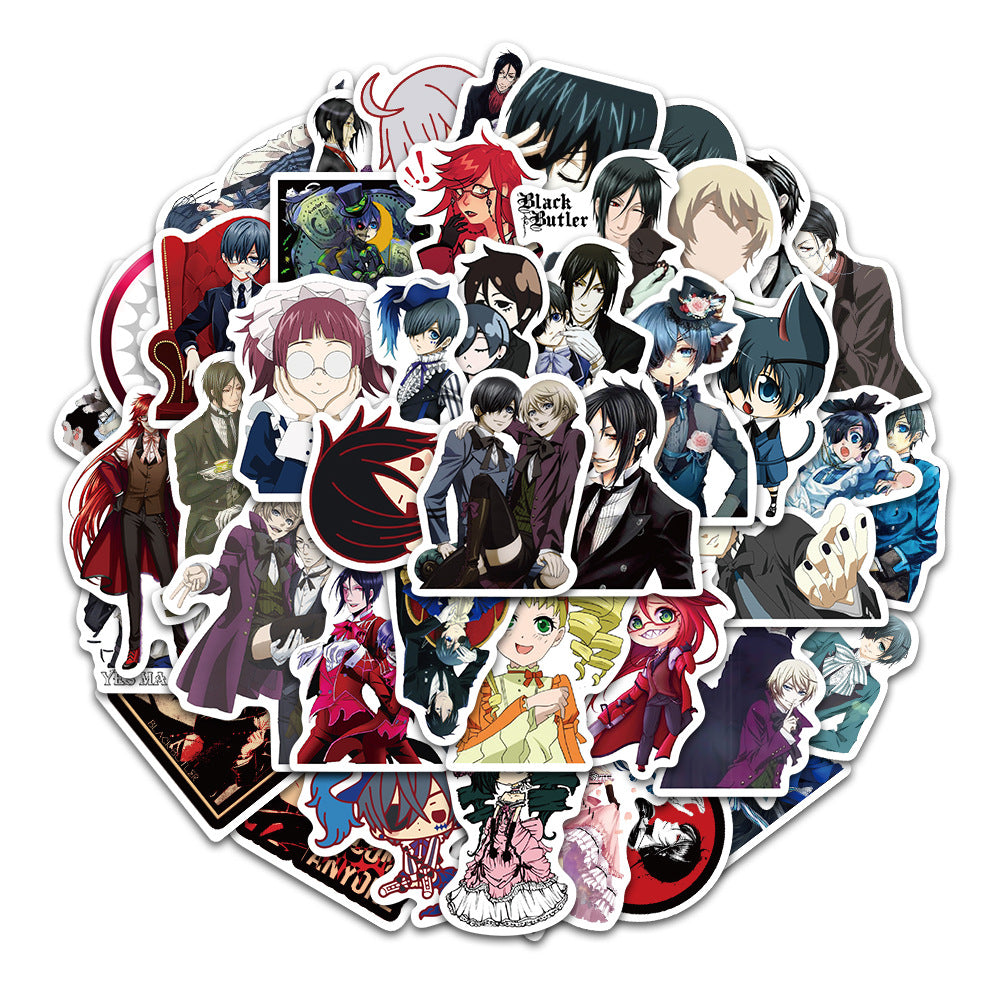 50PCS Black Butler Anime Stickers, Japanese Manga Inspired Butler & Demon Doodles for Fans and Planners