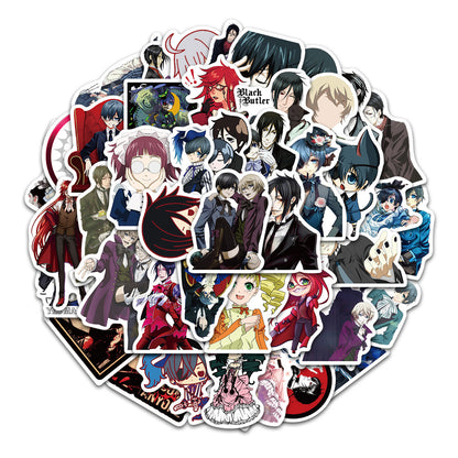 50PCS Black Butler Anime Stickers, Japanese Manga Inspired Butler & Demon Doodles for Fans and Planners