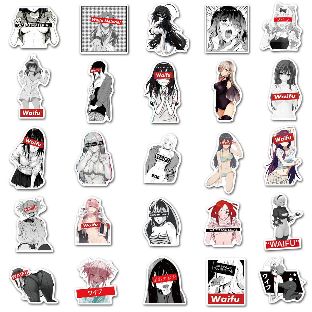 50PCS Anime Girl Stickers - Kawaii Manga Decals for Laptops, Planners, Water Bottles & Otaku Culture Gifts