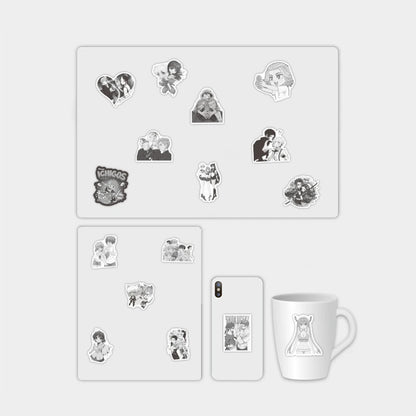 50PCS New Black and White Anime Graffiti Stickers Waterproof Luggage Laptop Scooter Water Cup Stickers