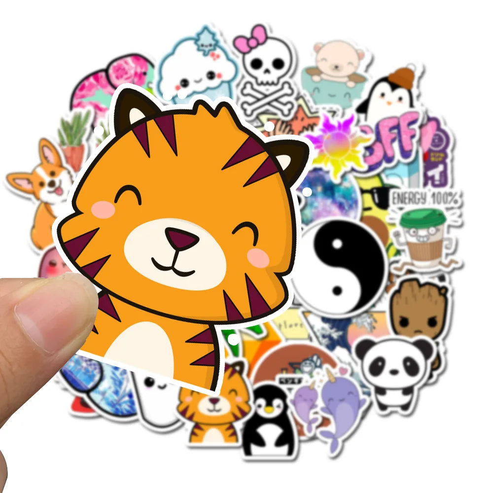 50PCS Cartoon Cute Popular Animal Graffiti Skateboard Helmet Water Cup Refrigerator Luggage Sticker Toys