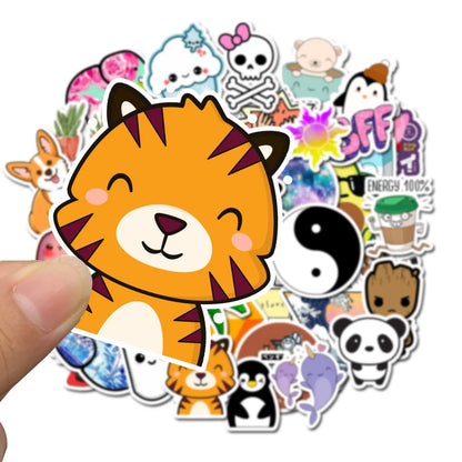 50PCS Cartoon Cute Popular Animal Graffiti Skateboard Helmet Water Cup Refrigerator Luggage Sticker Toys