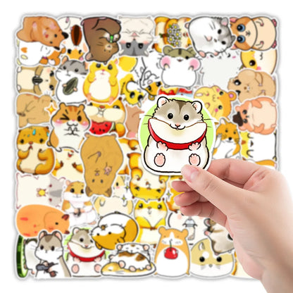 50 pieces of cute cartoon hamster decorative style graffiti stickers, personalized, fashionable and creative DIY exquisite decorative decal cups, helmets, skateboard popular sticker toys