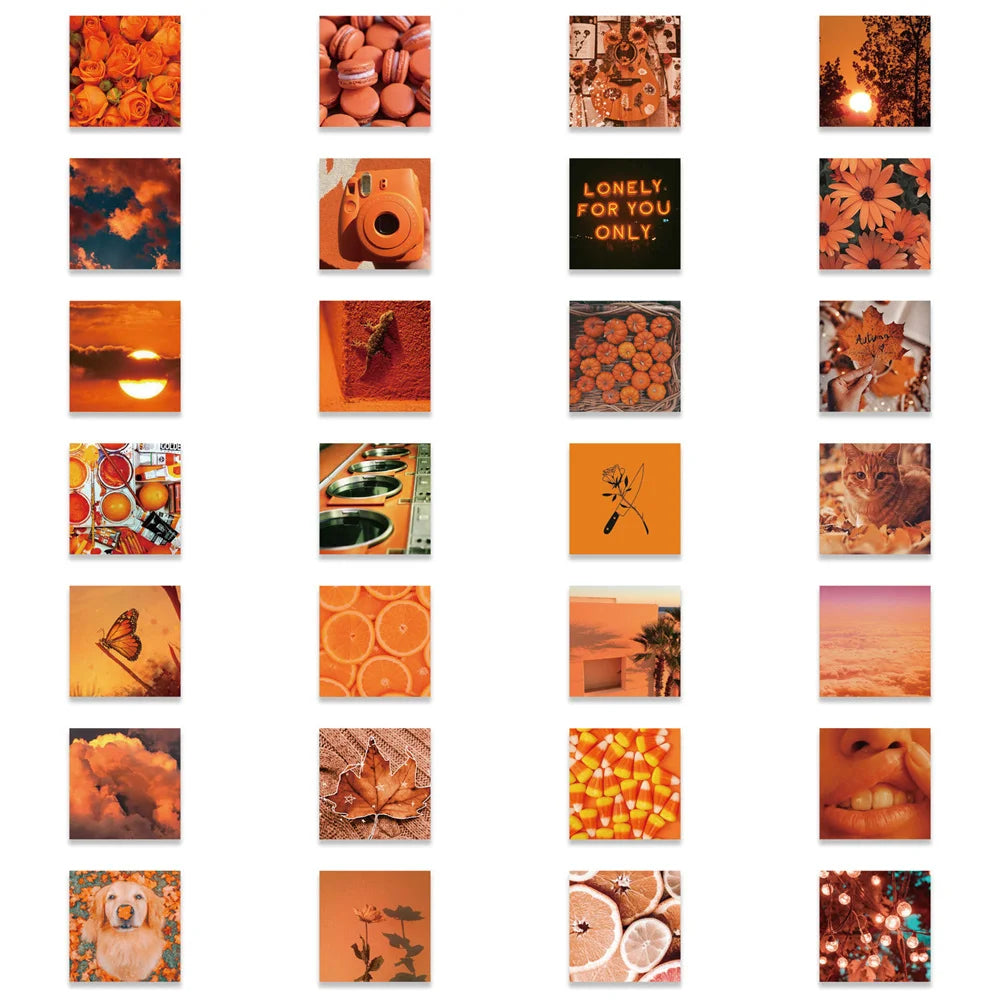 50PCS Orange Sunset Landscape Graffiti Stickers Personalized Decoration Luggage Laptop Waterproof Stickers