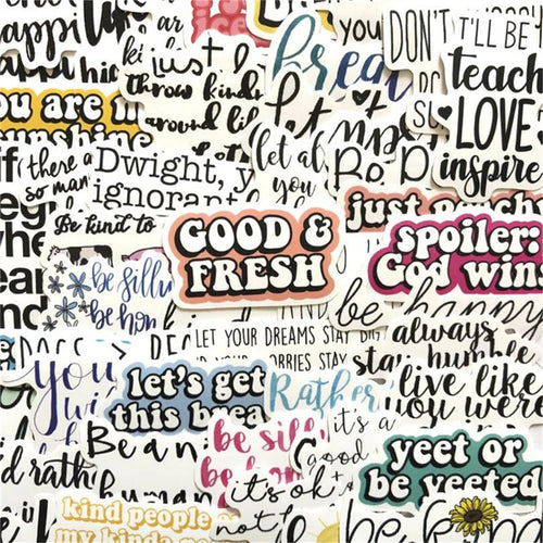50PCS Cartoon Popular Inspirational Text Phone Case Graffiti Diary Skateboard Decoration Waterproof Stickers