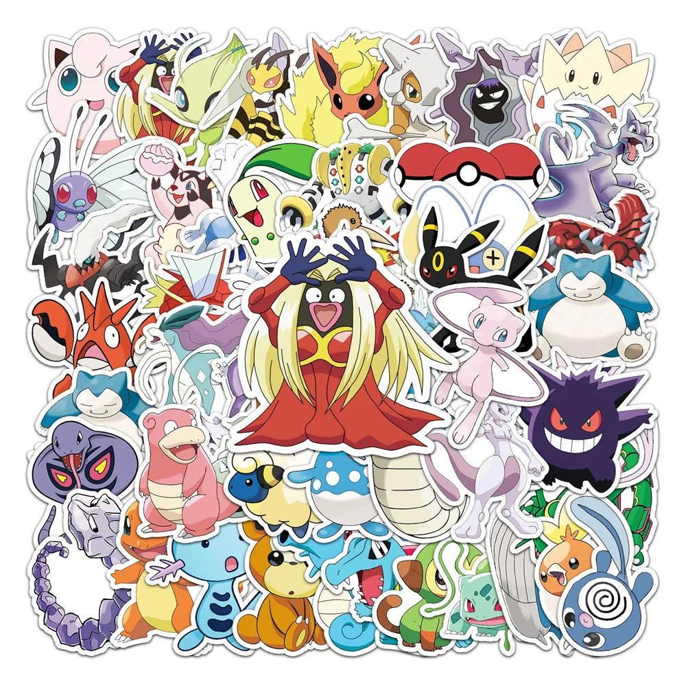 50PCS Pokemon Creative Graffiti Sticker Luggage Scooter Tablet PC Car Cartoon Decorative Sticker