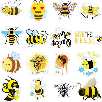 50PCS Art Illustration Classic Insect Bee Cute Cartoon Decorative Style Graffiti Stickers Personality Fashion Creative DIY Exquisite Decorative Decals For Cups Helmets Skateboards Popular Stickers Toys