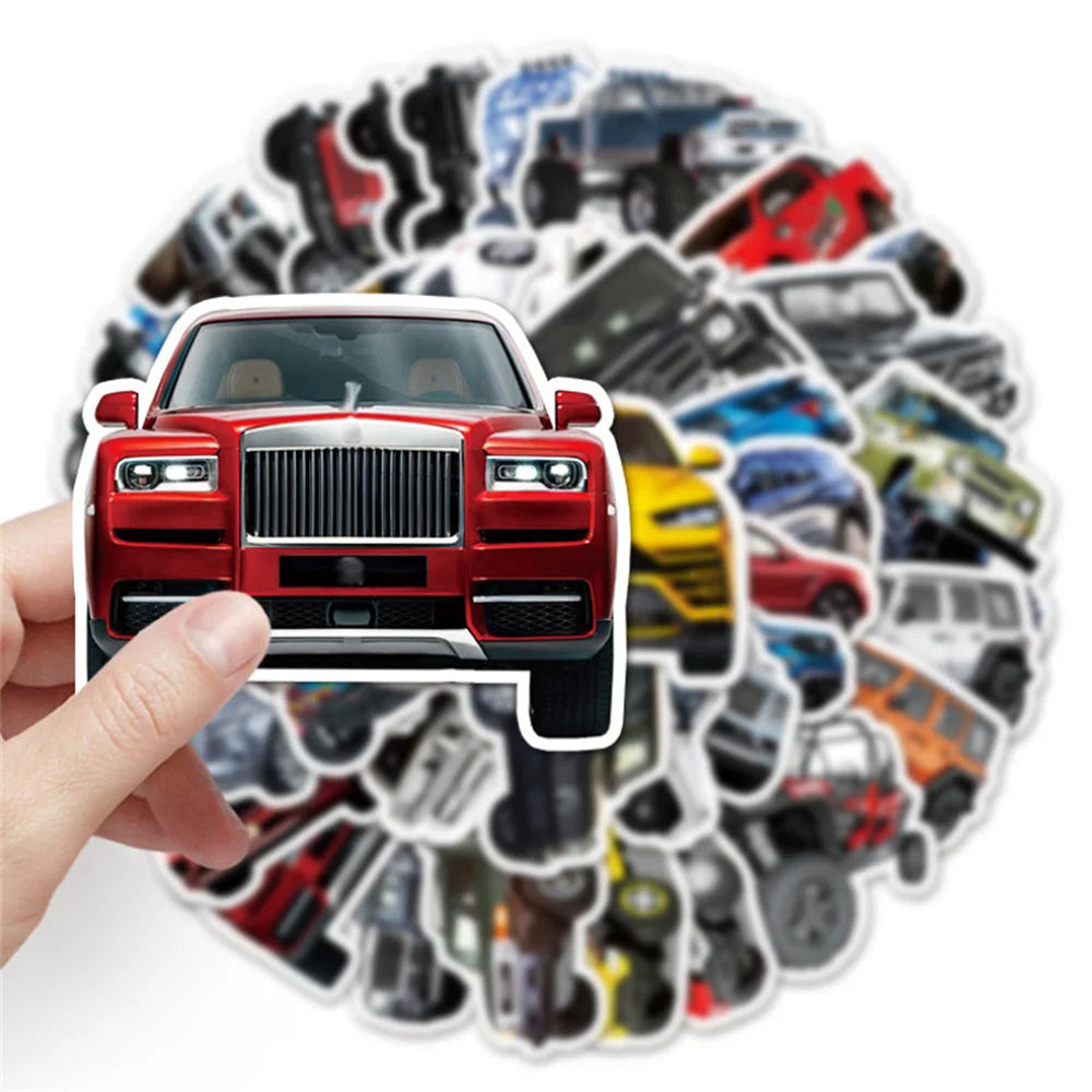 50PCS cartoon and cool car decoration style graffiti stickers, personalized and fashionable creative trend DIY exquisite decorative decal cups, helmets, skateboard popular sticker toys