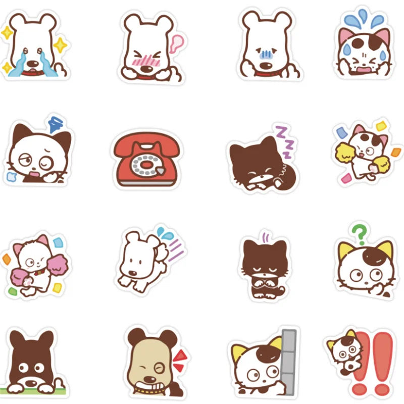 50PCS of cute cartoon Tama and friend doodle stickers, personalized DIY laptop, suitcase, refrigerator, water cup, phone case decoration, stationery, skateboard stickers and toys