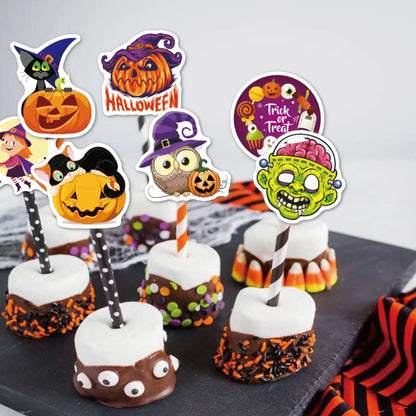 50PCS Halloween Sticker Pumpkin Bat Cartoon Party Sticker Decoration Waterproof Sticker